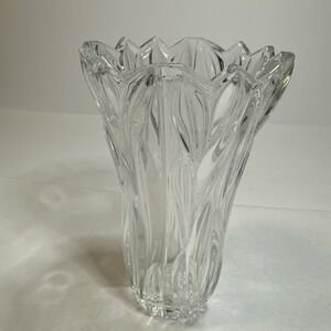 BLOCK Lead Crystal Dual 8" Flared Flower Vase Tulips Poland Excellent Condition